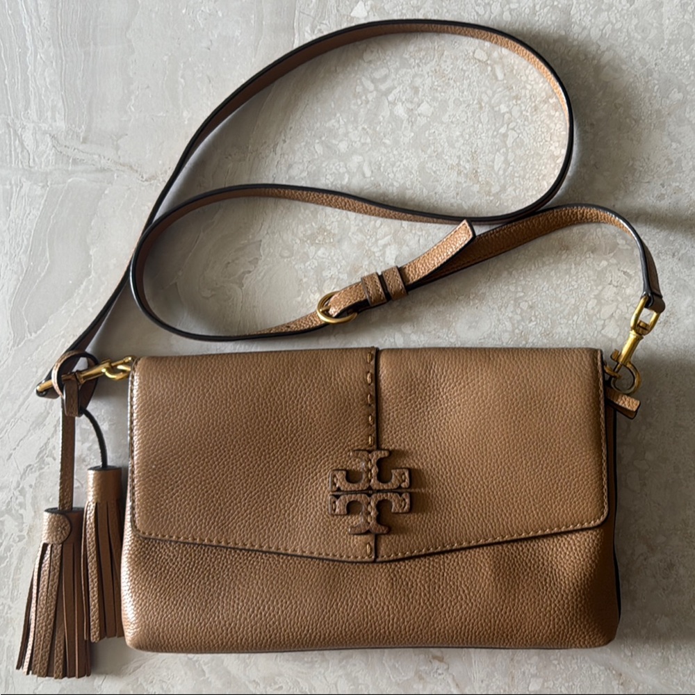 Tory Burch Tan Leather Crossbody with Tassel